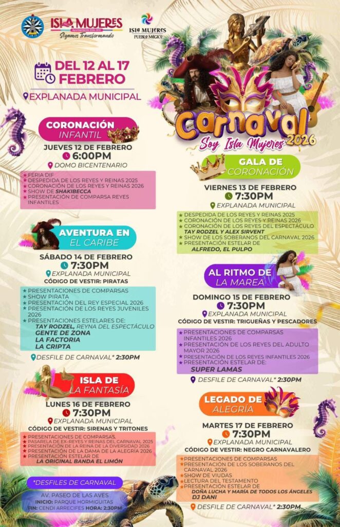 Isla Mujeres, listo para celebrar el Carnaval 2026