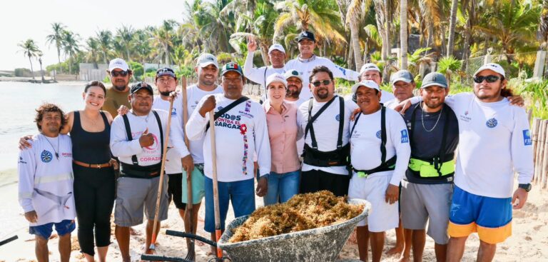 Gobierno de Atenea Gómez Ricalde responde con rapidez ante la llegada atípica de sargazo en Isla Mujeres