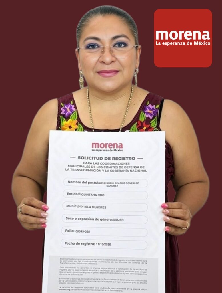 Suemi González se registra como aspirante a la Coordinación Municipal en Isla Mujeres